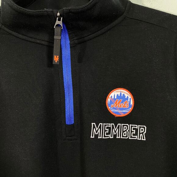 MLB New York Mets Black Member Only Quarter Zip Pullover Top Size L - Picture 3 of 10